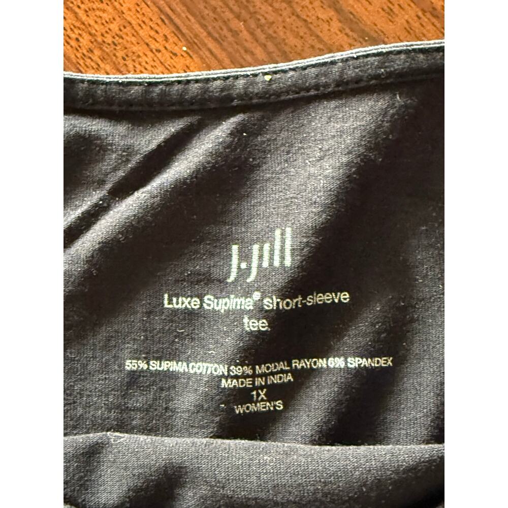 J.Jill Lux Supima Short Sleeve T- Shirt Black Round Neck Size 1X Plus Classic - Picture 3 of 5